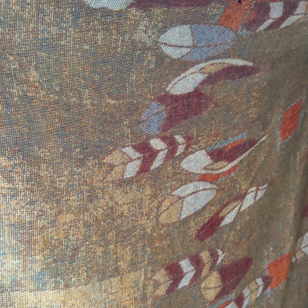 Cashmere Abstract Print Shawl in Mint, Teal & Berry - Picture 3 of 6
